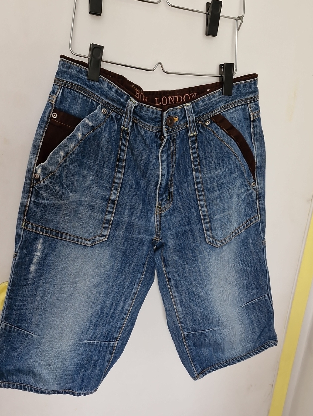 Boy London Denim Shorts with Brown Pocket Trim 32"